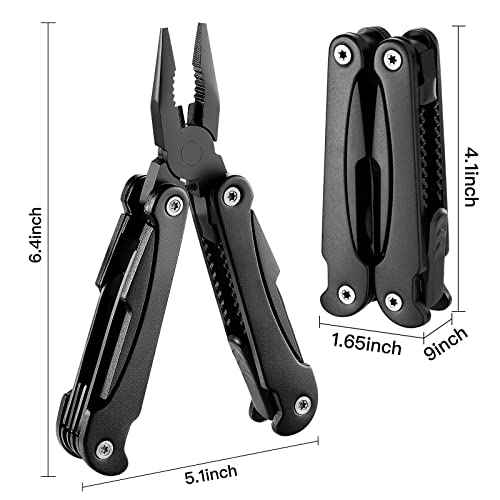 14 IN 1 Multitool Pliers with Pocket Clip, Portable Multi Tool, Pocket Knife Camping Multitool, Needle Nose Pliers with Replaceable Wire Cutters, Screwdrivers, Saw - Gifts for Men, Dad, Husband