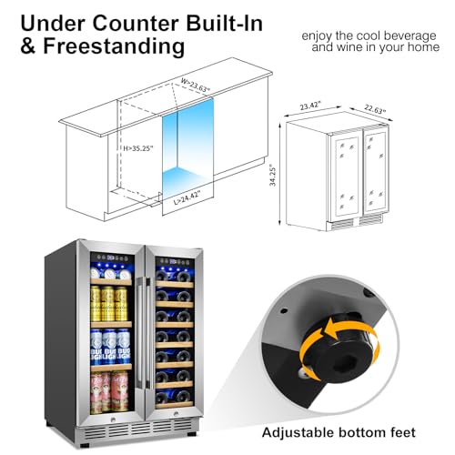 FoMup 24-Inch Dual Zone Wine and Beverage Refrigerator - Under Counter Upgrade
