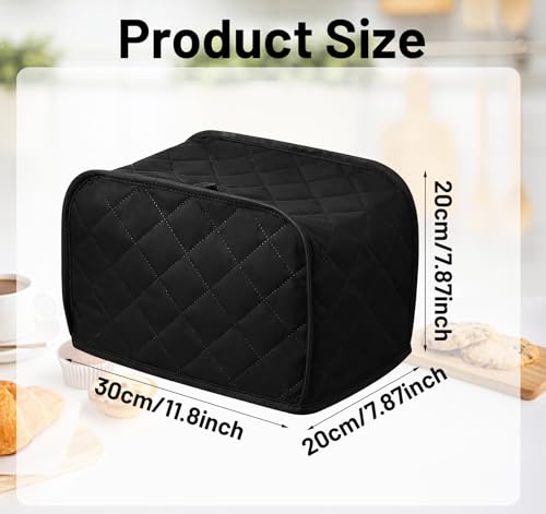 2-Slice Toaster Cover, Waterproof Polyester Toaster Cover for 2-Slice Toasters, Black