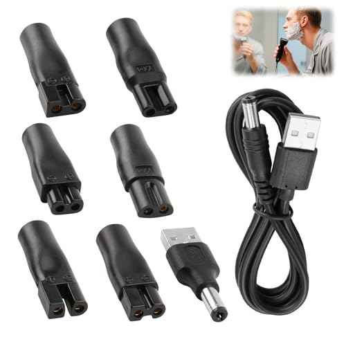 8 Pcs Power Cord 5V Replacement Charger USB Adapter Cable Set Compatible with Trimmers Shavers, Clippers HQ8505 and More, with 7 Adapters Suitable for Desk Lamps, Purifiers, Beauty Instruments