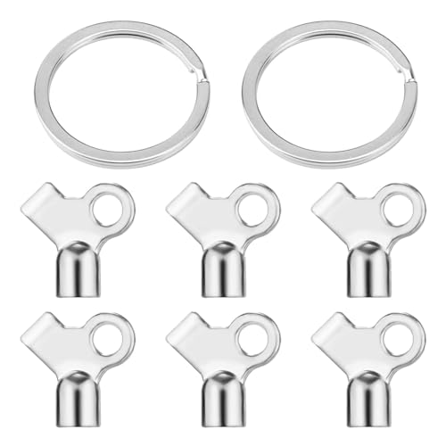 6 Pcs Radiator Bleed Valve Keys with 2 Pcs Keychains, Hot Water Radiator Bleeder Key Radiator Bleeding Air Valve Key Accessories for Venting Old Domestic Radiators Tool