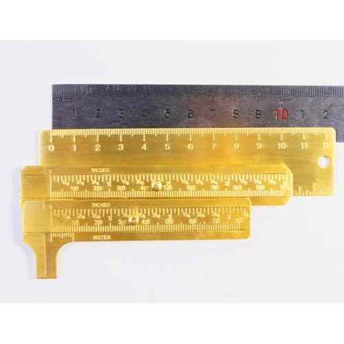 3Pcs Brass Vernier Caliper Pocket Caliper Handy Caliper Measuring Mini Tool Double Scale Sliding Gauge Metal Pocket Ruler for Bead Wire Jewels Rings Measurement(80mm,100mm,120mm)