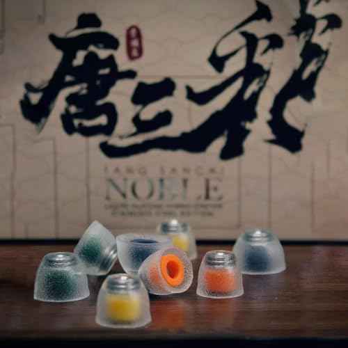 TANGZU Tang Sancai Noble Earbud Tips, Replaceable Liquid Silicone Medical Grade Hypoallergic Eartips, Stainless Steel IEM Ear Plugs, Optional XS/S/M/L Size for in Ear Monitors (M- 1 Pair)