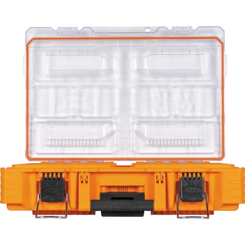 Klein Tools 54806MB MODbox Tall Compartment Box, Full-Width Tool Organizer, Small Parts Tool Box with 20 Compartments, 8 Removable Bins for Fasteners, Stackable Module
