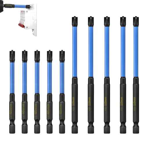 Professional Electrician Screwdriver Bits Set, Magnetic Tip FPH2 Phillips Pozidriv Bits for Circuit Breakers, Switch Plates, Electrical Enclosures, 65 & 110mm Slotted Heads 1/4 Inch Hex Shank£¨10pcs£©