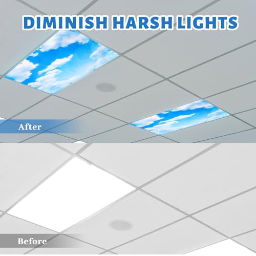 Sky Cloud Fluorescent Light Covers 6 Pcs Magnetic Ceiling Filters for Classroom Office