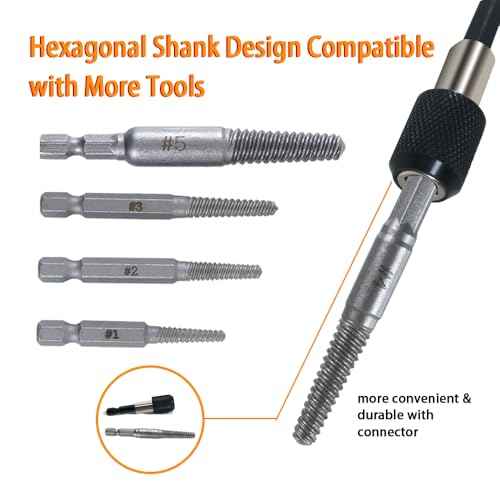 ?LONKER 6 Pcs Screw Extractor Set, Easy Out Bolt Extractor and HSS Steel Cobalt Left Hand Drill Bit Kit, Stripped Screw Extractor with 1/4'' Adapter for Broken Bolts, Screws and Studs