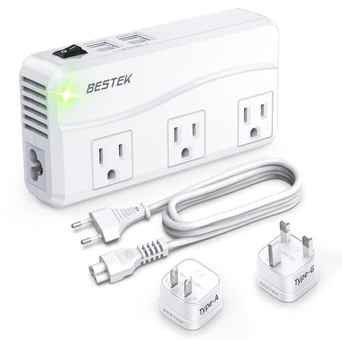 BESTEK White Travel Power Adapter 220V to 110V Converter with 4 USB Ports