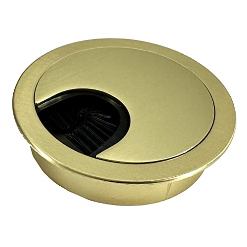 Desunia Satin Brass Cable Grommet - 2 Pack, Lock-In Feature, 60mm Hole