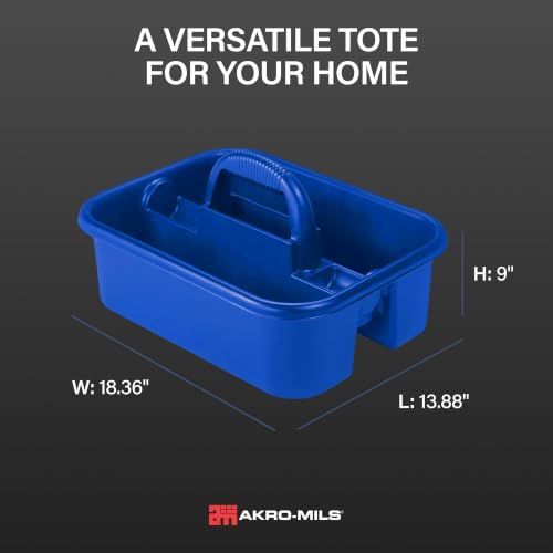 Akro-Mils 09185 Plastic Tote Cleaning Caddy with Handle - Blue, 18-3/8 x 13-7/8 x 9 in