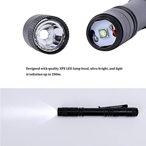 LED Pen Flashlight, 6Pcs Pocket Flashlights Super Bright Slim Pen Light with Clip Waterproof Penlight for Inspection, Repair, Emergency Powered by 2*AAA Battery (not Included)