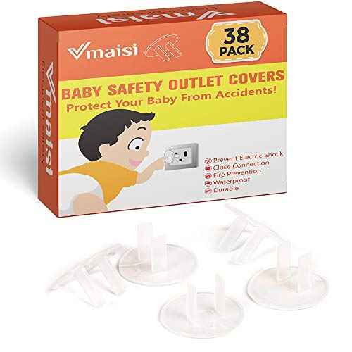 Vmaisi 38 Pieces Clear Outlet Covers Baby Proofing - Electrical Safety ChildProof Plug Protector - (Clear, 38 Pack)