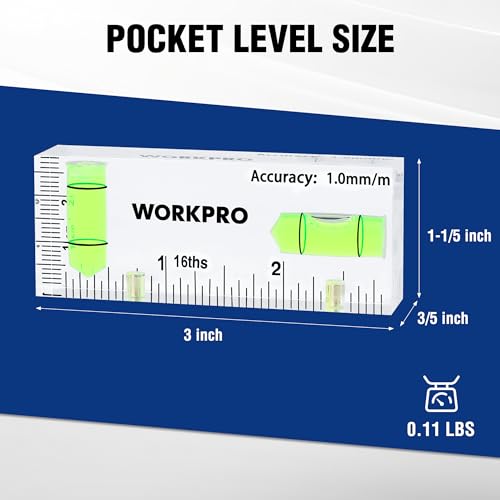 WORKPRO 3 Inch Magnetic Pocket Level - Compact Mini Level with 2 Magnets
