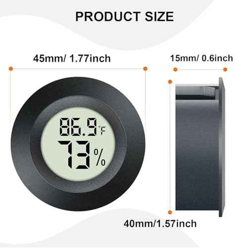 2 Pack Hygrometer Thermometer Digital Humidity Meter Indoor/Outdoor Humidity Monitor Reptile Thermo-Hygrometer for Greenhouse Humidors Terrarium Jars, Fahrenheit (¢µ) /Celsius(¡É) (2)
