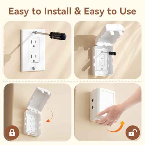 Mom's Choice Gold Awards Winner - EUDEMON 1 Pack Updated Baby Safety Electrical Outlet Cover Box Childproof Plug Cover - More Space for Large Plugs Easy to Install & Use (White)