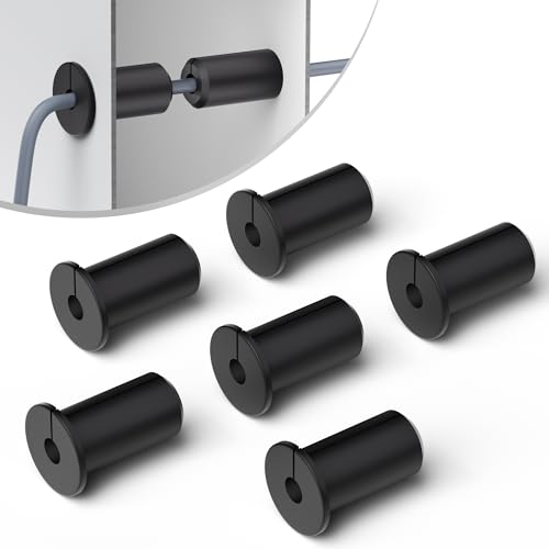 Gunovy 6 Pack Black Wall Grommets for Starlink Ethernet Cables - Waterproof 19mm Hole