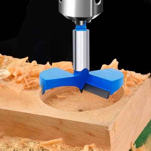 Forstner Drill Bit 1-1/2 Inch / 38mm Tungsten Carbide Wood Hole Saw Auger Opener Round Handle 1.5" Woodworking Hinge Hole Drilling Boring Bit Cutter for Pressed Board Plastic Wood