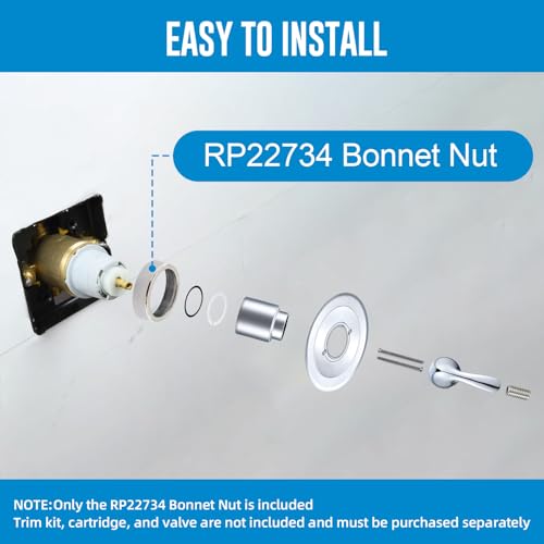 Ahenbal Replacement Bonnet Nut for Delta R10000 Shower Valves - Brass, Leak-Proof Seal