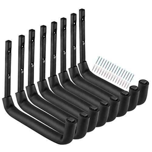 8 Pack Garage Storage Hooks,10 Inch Heavy Duty Ladder Storage Hanger, Wall Mounted Utility Rack