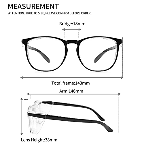 Alsenor Safety Glasses Anti Fog Goggles Protective Eyewear Blue Light Blocking Anti Dust UV Protection Glasses For Men Women (Black)