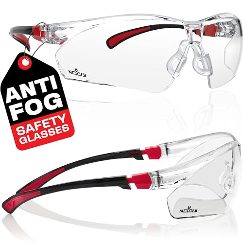 NoCry Safety Glasses Black & Red, Anti-Fog, Scratch-Resistant, ANSI Z87, UV Protection