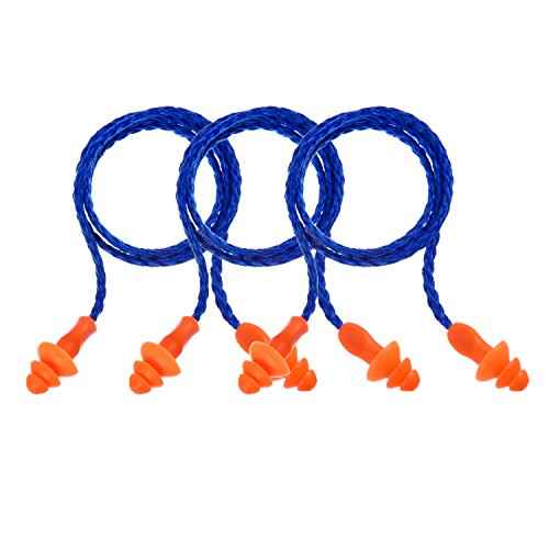 20 Pairs Corded Ear Plugs Reusable Silicone Earplugs with String Banded Ear Plug for Sleeping Noise Cancelling Noise Reduction Hearing Protection(Blue-Orange)