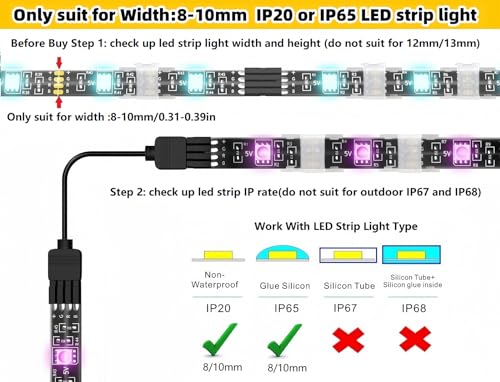 Threetwofour Clear LED Strip Light Mounting Clips Pack of 100 for 8-10mm Strips