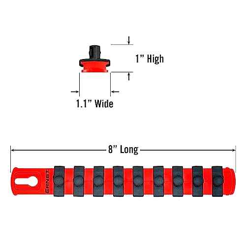 Ernst Manufacturing - 8411-Red-3/8 8411 8-Inch Socket Organizer with 9 3/8-Inch Twist Lock Clips, Red