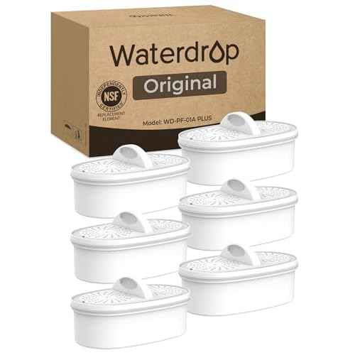 [Original] Waterdrop WD-PF-01A Plus Replacement Filters for All Waterdrop Pitcher Filtration System, Reduces PFAS, PFOA/PFOS, Chlorine, Last Up to 3 Months or 200 Gallons (Pack of 6)