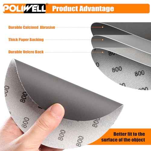 6 Inch (150mm) 800 Grit Sanding Discs Waterproof Hook & Loop Heavy Duty Silicon Carbide Round Flocking Sandpaper for Wet/Dry Sanding Grinder Polishing Accessories, 20-Pack