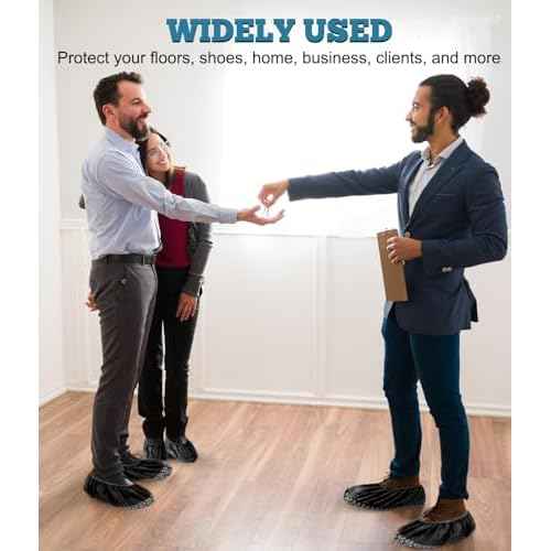 X-Large 50 Pack Breathable Shoe Covers Disposable for Indoors - Reusable Non-Slip Black Non-Woven Fabric Shoe Booties disposable, Fits Up to Men¡¯s Size 13, Doubles as Travel Shoe Bags