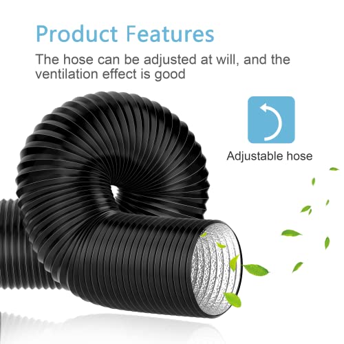 Hon&Guan 4'' Flexible Dryer Vent Duct 16FT with 2 Clamps - Black, Low Noise, Lightproof