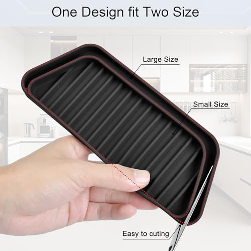 KindGa 2 Pack Refrigerator Drip Tray - Black, 8.2x3.1" / 7.4x2.8" Adjustable Anti-Slip