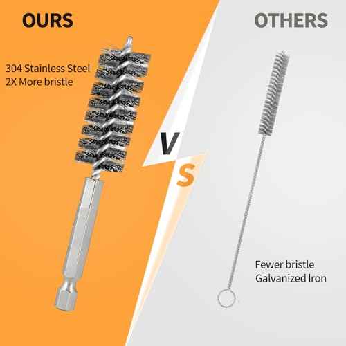 Bore Brush for Drill ? 6pcs Stainless Steel Wire Tube Brush in Different Sizes, Twisted Wire Cleaning Brush with 1/4" Hex Shank, bore Brush Copper Pipe Cleaner for Power Drill & Tube Cleaning