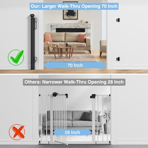 PRObebi Retractable Baby & Pet Gate Black 34" Tall x 54" Wide - No Trip Hazard