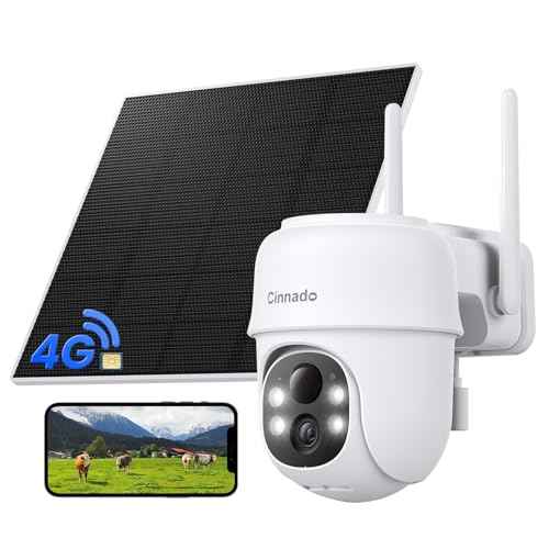 Cinnado 4G LTE Cellular Security Camera-No WiFi Outdoor Camera Wireless with 5W Solar Panel, 2K 360¡Æ Color Night Vision, PIR Motion, TF Card Storage, Works with Alexa, SIM Card Included, B6 4G 1P