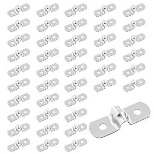 50Pcs M5 Stainless Steel Rigid Pipe Strap, 2-Hole Cable U Bracket Tube Strap Clamp for 0.2 Inch OD Hose