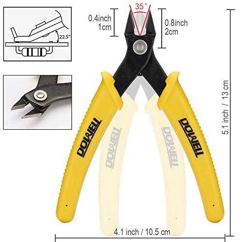 DOWELL Micro Cutter Flush Cutter Electronics Soft Wire Cutters Professional Cutting Copper And Aluminum Wire Cables (3PC)