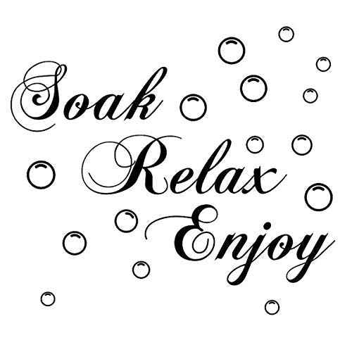 ADECALS Soak Relax Enjoy Wall Decal, Black Vinyl, Typographic Quote Wall Art for Home Bathroom (23.6''x11.8'')
