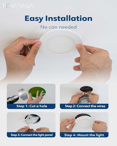 POWERASIA 2 Pack 7 Inch LED Recessed Canless Wafer Light - 5CCT Dimmable White