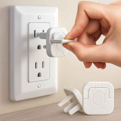 60 Pack Outlet Covers Baby Proofing with Pull Handle- Plug Covers Baby Proofing- White Baby Proof Outlet Covers 3 Prong Child Proof Outlet Cover- Shock Prevent Plug Protectors Baby Proof Plug Covers