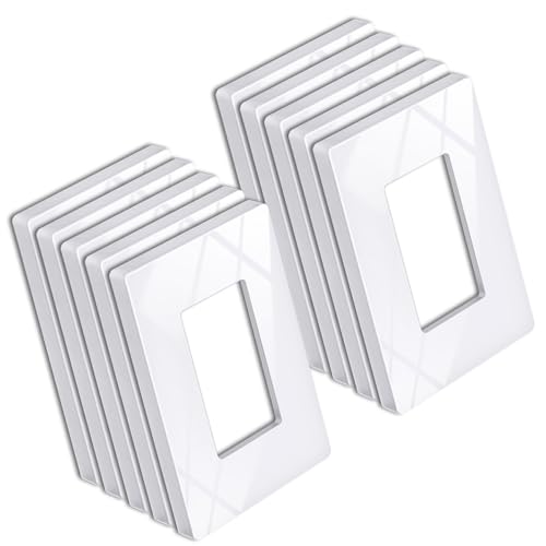 BESTTEN 10 Pack Screwless Snow White Decorator Wall Plates - 1 Gang, Standard Size