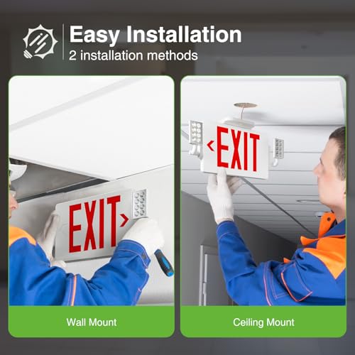 FREELICHT 6 Pack Red LED Exit Signs with Emergency Backup Light