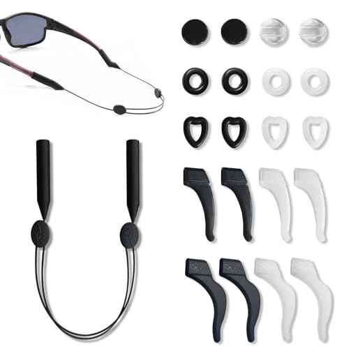 Eyeglasses Ear Grippers Set, 21 PCS Anti Slip Eyeglasses Holder Strap and Grip for Behind the Ear, Comfortable Silicone Holder for Sunglasses Presbyopia Glasses Sports Glasses