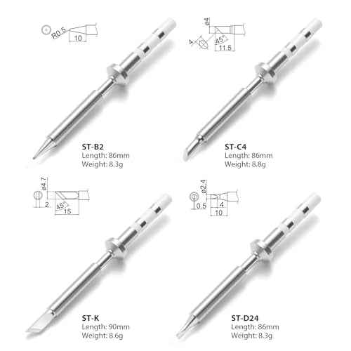 FEITA Mini Pencil Soldering Iron Tips Replacement for Pinecil Micro Soldering Iron, PTS200/TS100 Portable Solder Pen Tool Soldering Accessories (ST-B2/C4/K/D24 4Pcs)