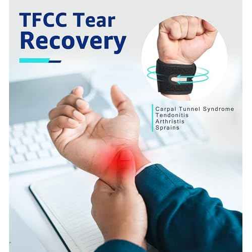 HiRui Wrist Brace for TFCC Tears, Adjustable Wristband Wrist Wraps Support for Fitness Weightlifting Tennis Tendonitis Carpal Tunnel Arthritis Pain Relief, One Size Adjustable (Black, 2 Pack)