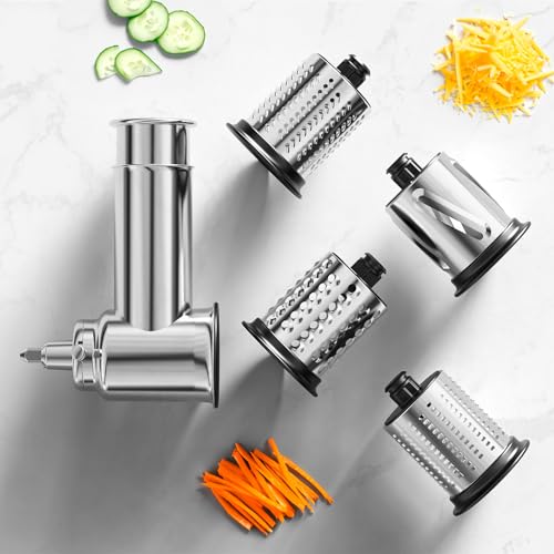 InnoMoon Stainless Steel Slicer Shredder Attachment for KitchenAid Stand Mixers – Silver