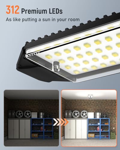 Adiding 6+1 Panel LED Garage Ceiling Light 2 Pack 20000LM 6500K Daylight