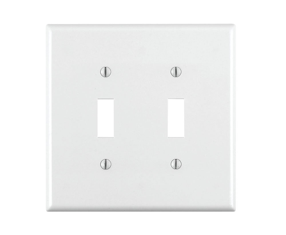 Leviton 2-Gang Toggle Wallplate, Thermoplastic Nylon, 80709-W, White