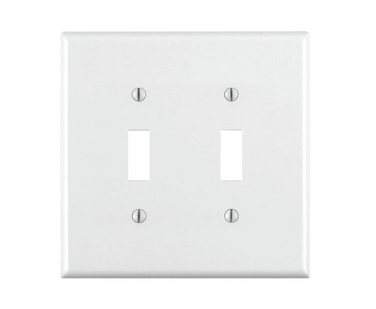 Leviton 2-Gang Toggle Wallplate, Thermoplastic Nylon, 80709-W, White